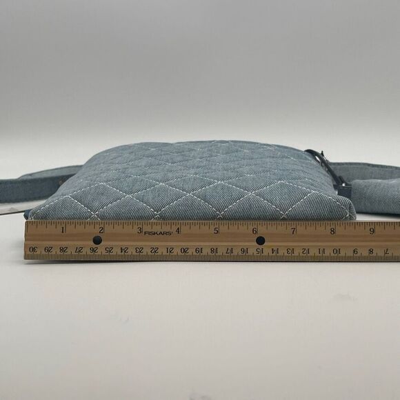 NWT RAE DUNN Crossbody Bag Blue Denim Quilted Purse With Matching Pouch New - Picture 8 of 14